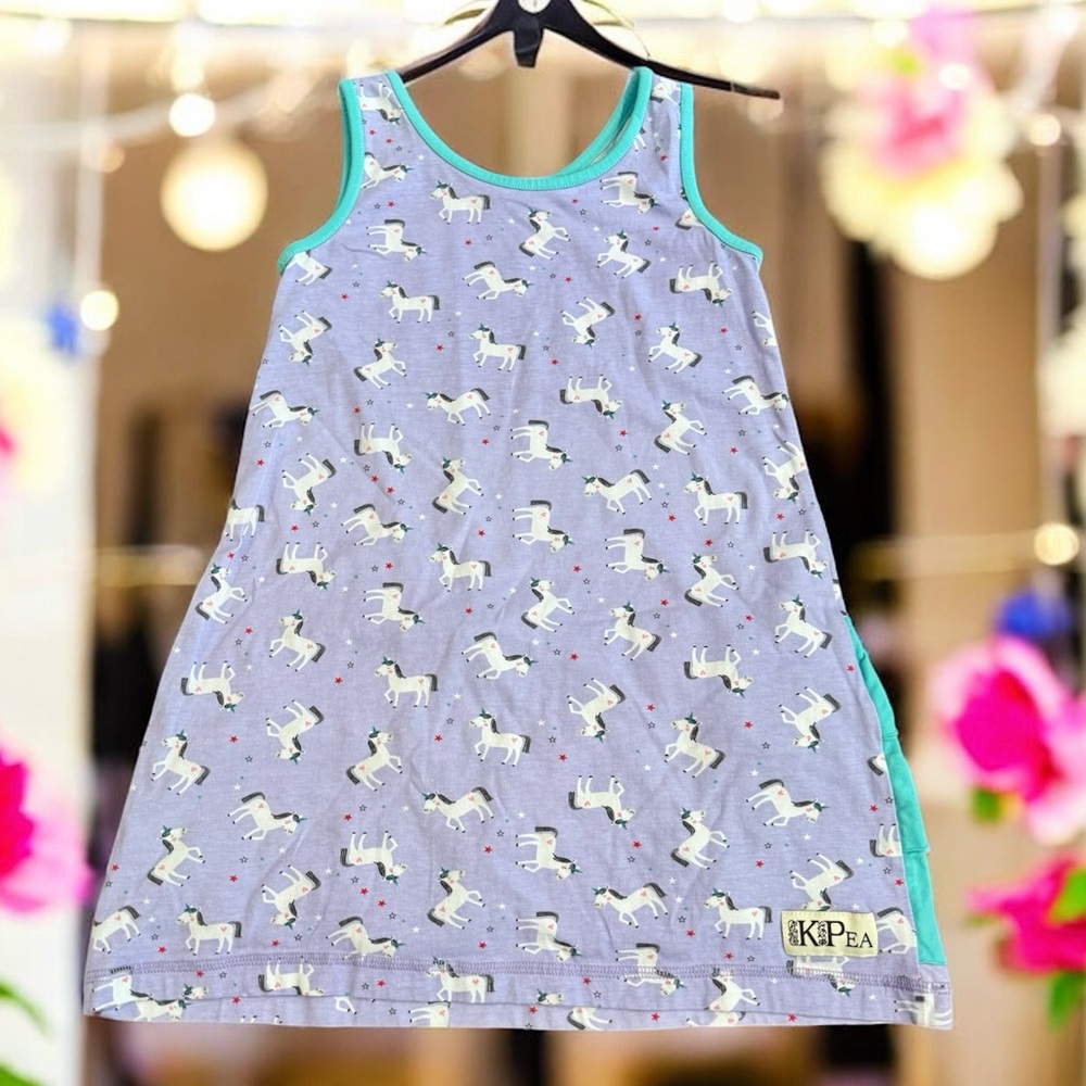 KPea Sleeveless Ruffle Detail Unicorn Dress Size 10